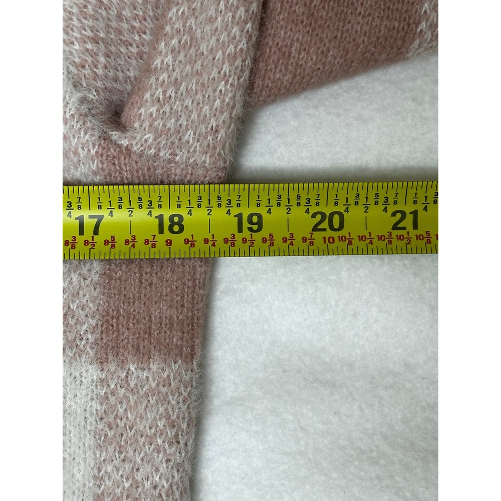 89th + Madison Womens Pink Plaid Mock Neck Fuzzy Knit Sweater Small - Picture 3 of 9